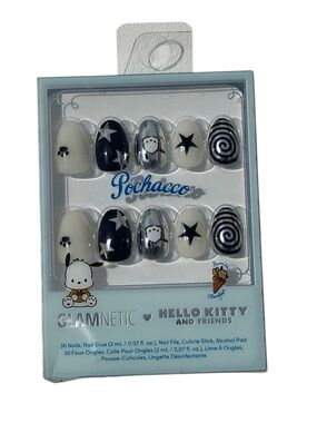 Glamnetic + Pochacco  Limited Edition Black, Silver & White Press-On Nails